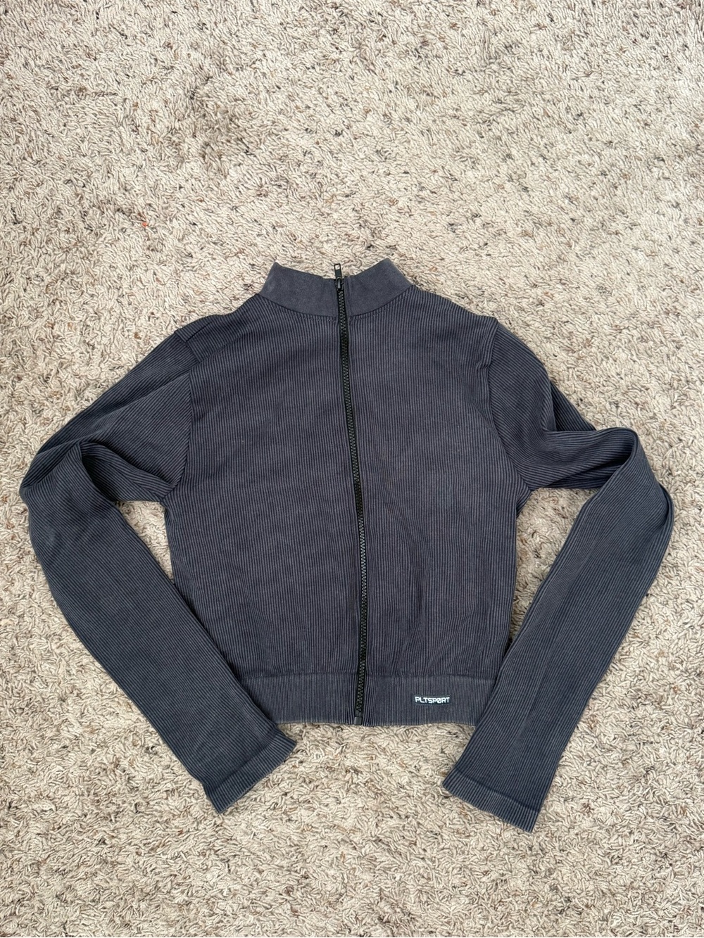 (BRAND NEW) Women's charcoal grey Ribbed Zip-Up sporty jacket!